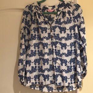 Lilly Pulitzer elephant blouse.